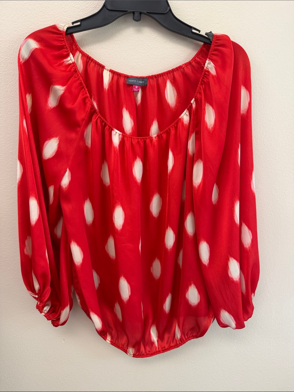 Vince Camuto Red Blouse with White Spot Print SzM